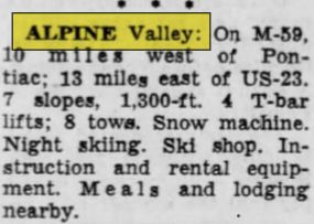 Alpine Valley - November 1961 Description